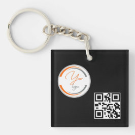 Eenvoudige Logo QR Code Zakelijk Lichtgeel Sleutelhanger