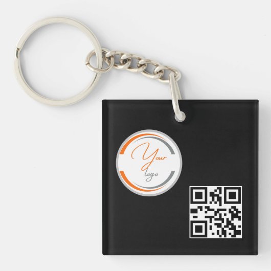 Eenvoudige Logo QR Code Zakelijk Lichtgeel Sleutelhanger (voorkant)