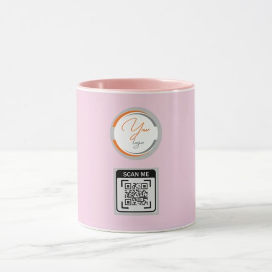 Eenvoudige Logo QR Code Zakelijk Roze Mok (Midden)
