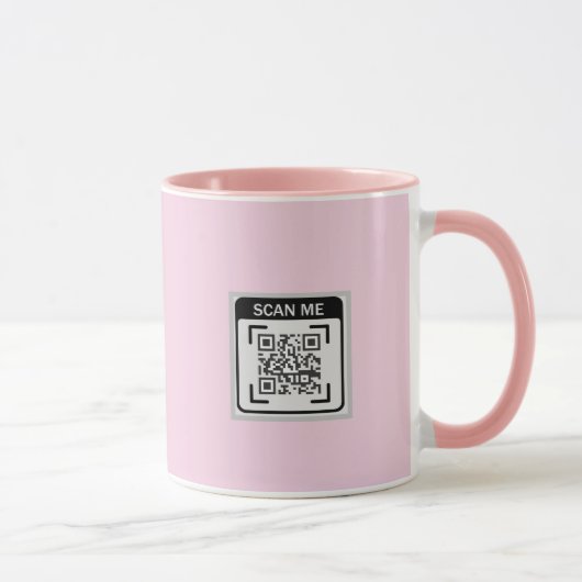 Eenvoudige Logo QR Code Zakelijk Roze Mok (Rechts)