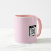 Eenvoudige Logo QR Code Zakelijk Roze Mok (Voorkant rechts)