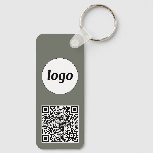 Eenvoudige Logo QR-code Zakelijk Sage Groen Sleutelhanger (Achterkant)
