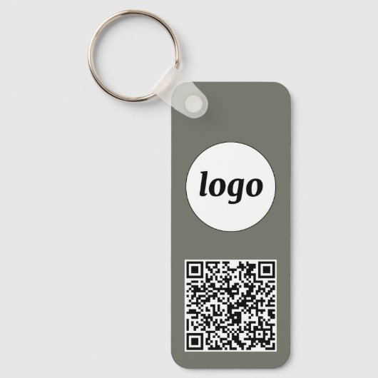 Eenvoudige Logo QR-code Zakelijk Sage Groen Sleutelhanger (Voorkant)