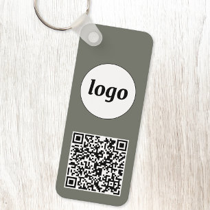 Eenvoudige Logo QR-code Zakelijk Sage Groen Sleutelhanger