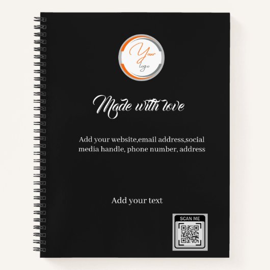 Eenvoudige Logo QR Code Zakelijk wit Notitieboek (Voorkant)