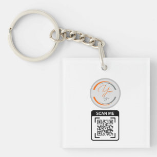 Eenvoudige Logo QR Code Zakelijk Wit Sleutelhanger