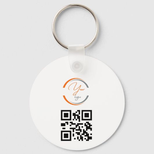 Eenvoudige Logo QR Code Zakelijk Wit Sleutelhanger (Voorkant)