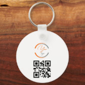 Eenvoudige Logo QR Code Zakelijk Wit Sleutelhanger (Voorkant)