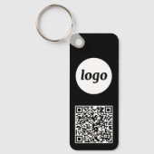 Eenvoudige Logo QR Code Zakelijk Zwart en Wit Sleutelhanger (Voorkant)