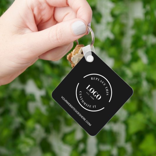 Eenvoudige logo QR-code zakelijk zwart en wit Sleutelhanger (Hand)