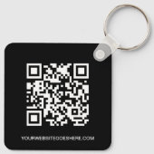 Eenvoudige logo QR-code zakelijk zwart en wit Sleutelhanger (Achterkant)