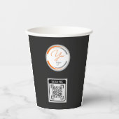 Eenvoudige Logo QR Code Zakelijk Zwart Papieren Bekers (Voorkant)