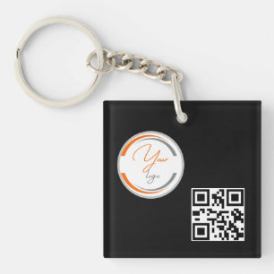 Eenvoudige Logo QR Code Zakelijk Zwart Sleutelhanger