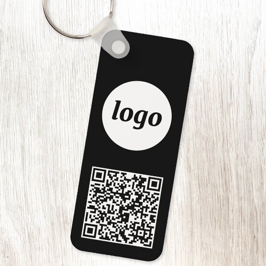 Eenvoudige Logo QR Code Zakelijk Zwart-wit Sleutelhanger