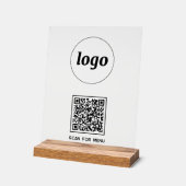 Eenvoudige Logo QR-codeaftasten voor menuzaken Acryl Bord (Hoek)