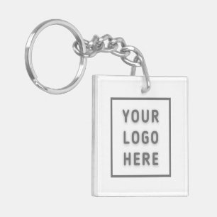 Eenvoudige Logo Sjabloon Business Promo Swag White Sleutelhanger