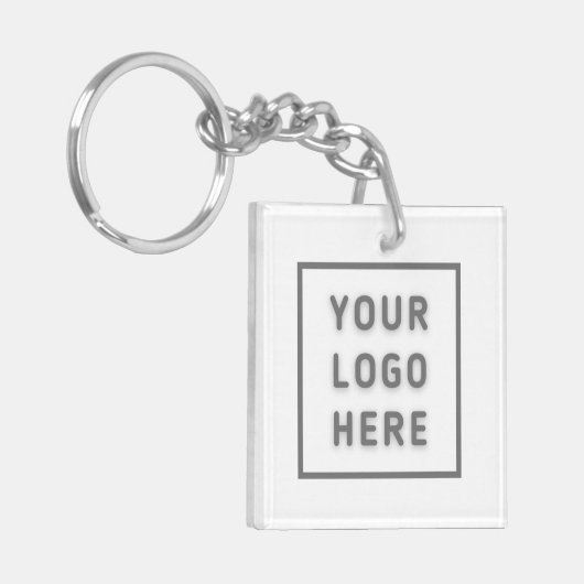 Eenvoudige Logo Sjabloon Business Promo Swag White Sleutelhanger (Voorkant Links)