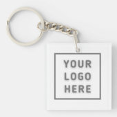 Eenvoudige Logo Sjabloon Business Promo Swag White Sleutelhanger (Voorkant)