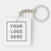Eenvoudige Logo Sjabloon Business Promo Swag White Sleutelhanger (Achterkant)