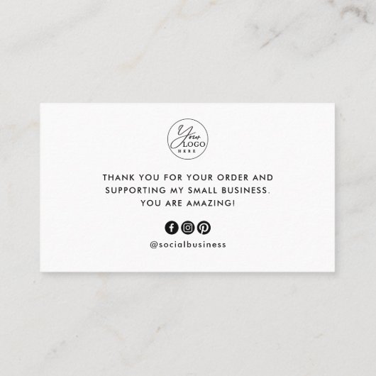 Eenvoudige Logo Social Media Hart Script Bedankt Visitekaartje (Achterkant)