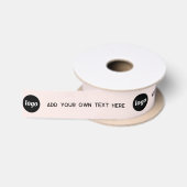 Eenvoudige Logo Tekst Blush Roze Satijnen Lint (Spoel)
