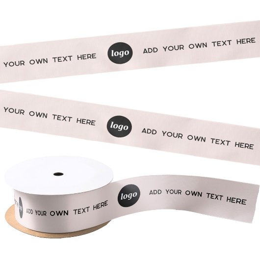 Eenvoudige Logo tekst Blush roze Satijnen Lint