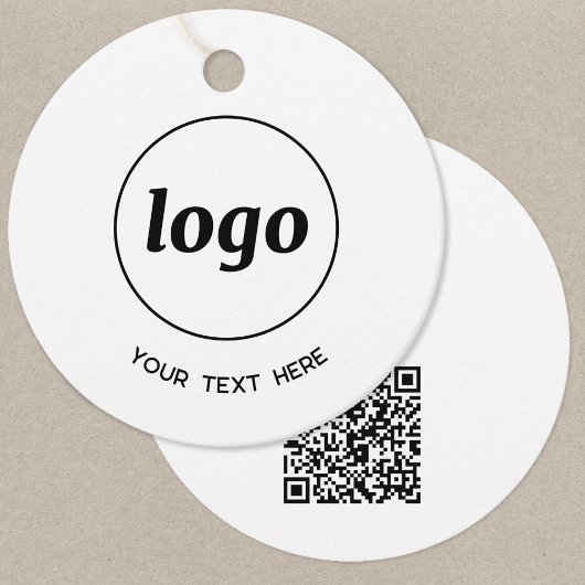 Eenvoudige logo-tekst en QR-code prijskaartjes voo Bedankjes Labels