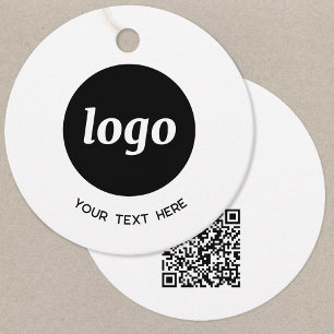 Eenvoudige Logo Tekst en QR Code Zakelijke Prijs L Bedankjes Labels