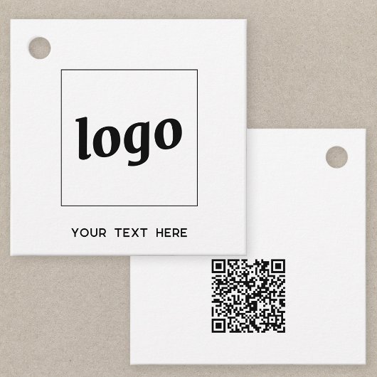 Eenvoudige Logo Tekst en QR Code Zakelijke Prijs L Bedankjes Labels