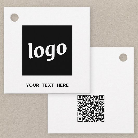 Eenvoudige Logo Tekst en QR Code Zakelijke Prijs L Bedankjes Labels