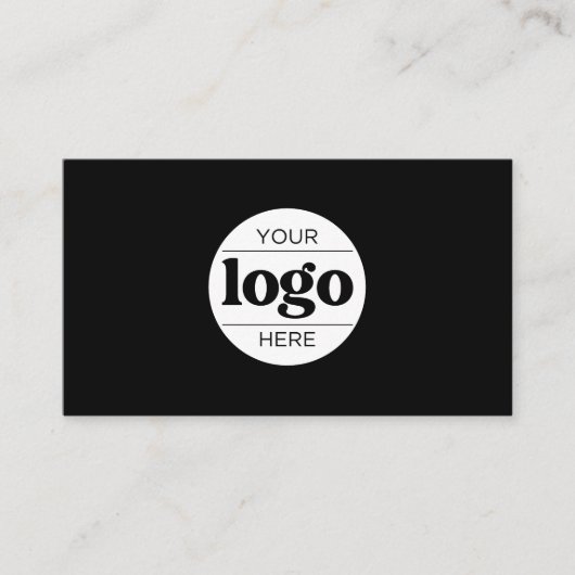 Eenvoudige Logo Tekst en QR code Zwart Visitekaartje (Voorkant)