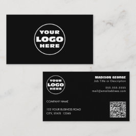 Eenvoudige Logo Tekst en QR code Zwart Visitekaartje