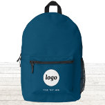 Eenvoudige Logo Tekst Promotionele Bedrijf Blauwgr Bedrukte Rugzak<br><div class="desc">Voeg je eigen logo en tekstkeuze toe aan dit ontwerp. Verwijder de tekst als u wilt. Minimalistisch en professioneel. Geweldig voor een promotieproduct voor uw klanten en klanten. Voor andere versies,  zie het collectie.</div>