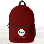 Eenvoudige Logo Tekst Promotionele zaken Bourgogne Bedrukte Rugzak<br><div class="desc">Voeg je eigen logo en tekstkeuze toe aan dit ontwerp. Verwijder de tekst als u wilt. Minimalistisch en professioneel. Geweldig voor een promotieproduct voor uw klanten en klanten. Voor andere versies,  zie het collectie.</div>