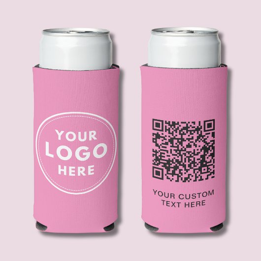 Eenvoudige Logo Tekst QR Code Roze Seltzer Blikjeskoeler