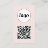 Eenvoudige Logo Tekst QR Code Verticaal Blush Roze Visitekaartje (Achterkant)