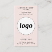 Eenvoudige Logo Tekst QR Code Verticaal Blush Roze Visitekaartje (Voorkant)