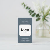Eenvoudige Logo Tekst QR Code Verticaal Koolgrijs Visitekaartje (Staand voorkant)