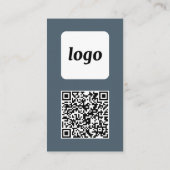 Eenvoudige Logo Tekst QR Code Verticaal Koolgrijs Visitekaartje (Achterkant)