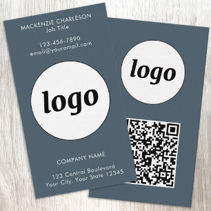 Eenvoudige Logo Tekst QR Code Verticaal Koolgrijs Visitekaartje
