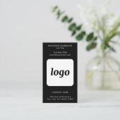 Eenvoudige Logo Tekst QR Code Verticaal Zwart Visitekaartje (Staand voorkant)