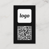 Eenvoudige Logo Tekst QR Code Verticaal Zwart Visitekaartje (Achterkant)