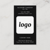 Eenvoudige Logo Tekst QR Code Verticaal Zwart Visitekaartje (Voorkant)