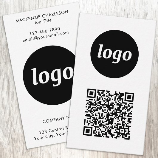 Eenvoudige Logo Tekst QR Code Verticale Indeling Visitekaartje