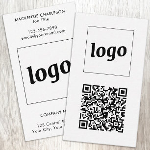 Eenvoudige Logo Tekst QR Code Verticale Indeling Visitekaartje