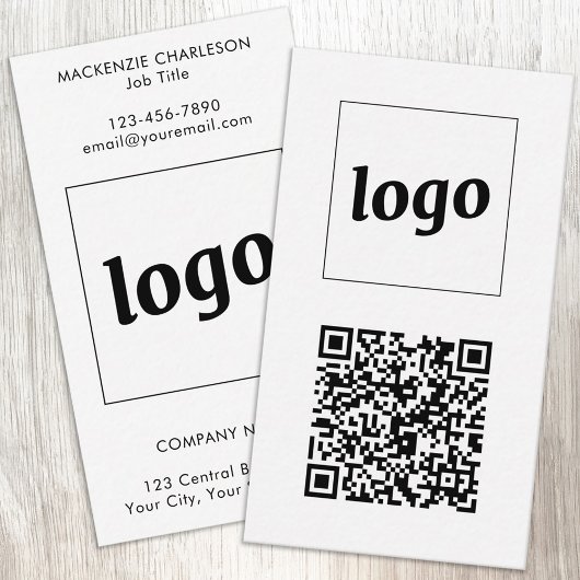 Eenvoudige Logo Tekst QR Code Verticale Indeling Visitekaartje
