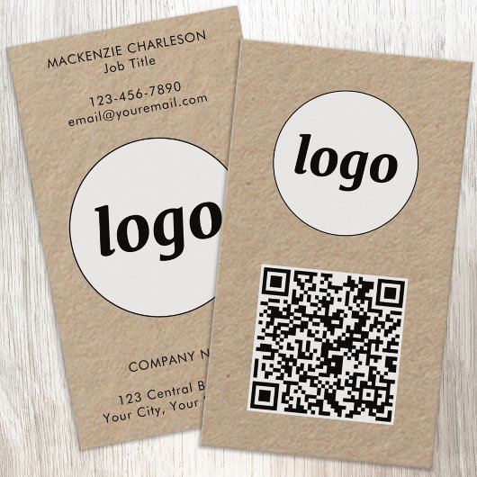 Eenvoudige Logo Tekst QR Code Verticale Indeling Visitekaartje