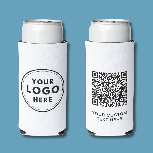 Eenvoudige Logo Tekst QR Code Wit Seltzer Blikjeskoeler