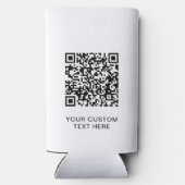 Eenvoudige Logo Tekst QR Code Wit Seltzer Blikjeskoeler (Achterkant)