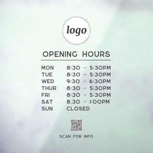 Eenvoudige Logo Tekst QR Code Zakelijke Openingsti Raamsticker